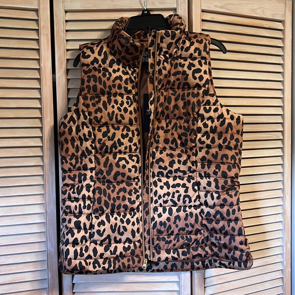 Women’s, Lands’ End, Animal Print, Down Vest, Medium (10-12)